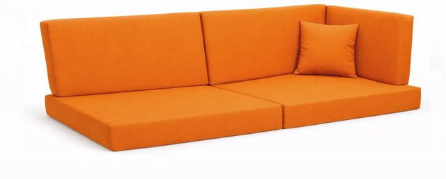 Setgarden Comfort Palettenkissen 6er Set Outdoor in Orange mit Sitzkissen und Rückenkissen, Sitzkissen B: 120 cm, T: 50 cm, H: 10 cm und Rückenkissen B: 120 cm, T: 40 cm, H: 10 cm - Bild 1