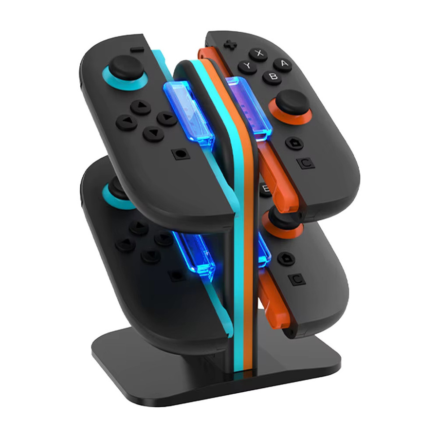 VILCORN Ladestation für Nintendo Switch Joypad-Controller, 4-Slot-Schnellladeständer mit LED-Licht in Schwarz - Bild 7