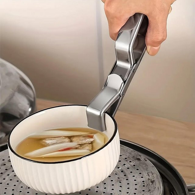 STONEGO Schüsselclip aus Edelstahl in Silber, verbrühungssicherer und hitzebeständiger Schüsselentferner für heiße Platten und Instant Pot - Bild 1