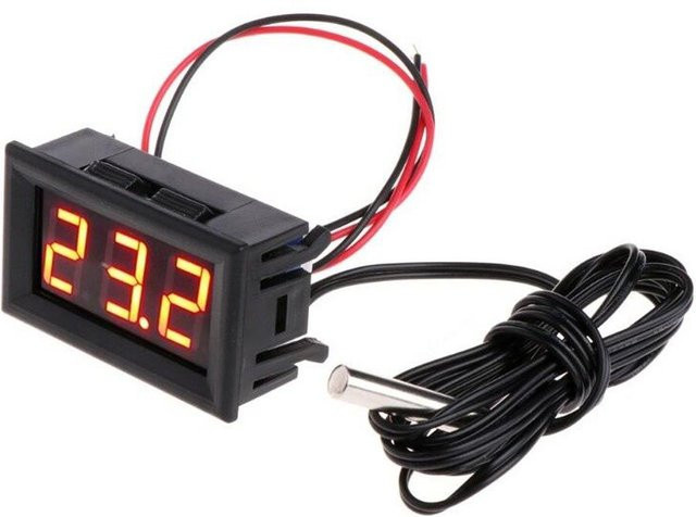 DingDing Digitales 12-V-LED-Temperaturüberwachungsthermometer mit Temperaturfühler in Rot - Bild 1