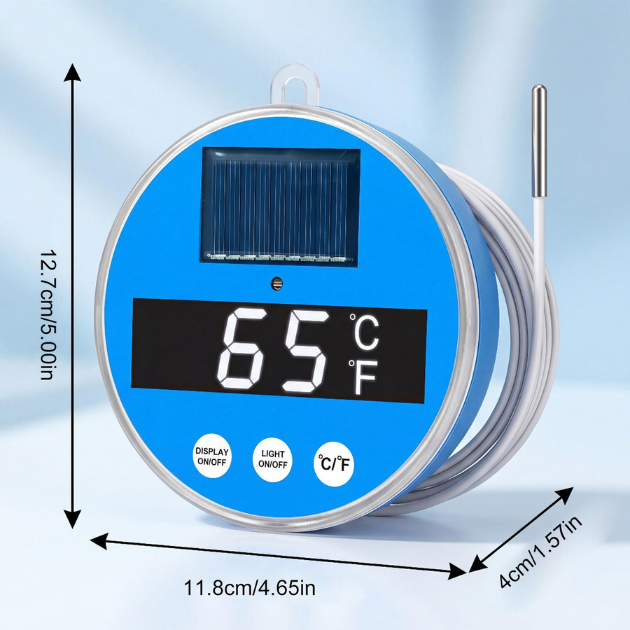 Solarbetriebenes digitales Poolthermometer mit LED-Farblicht und schwimmender Temperaturmessung - Bild 2