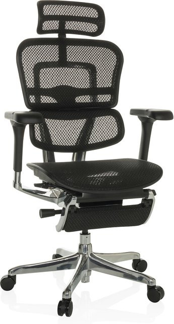 hjh OFFICE Luxus Chefsessel ERGOHUMAN PLUS LEGPRO GEN2 in Schwarz mit Netzstoff, Armlehnen und Kopfstütze, höhenverstellbar - Bild 1