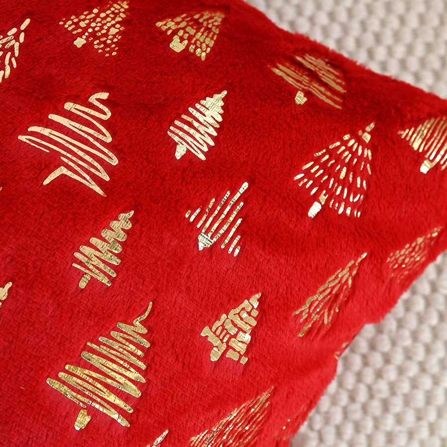 BUYNOW Samt Kissenbezug mit Weihnachtsbaum-Goldprägung für dein Wohnzimmer oder Schlafzimmer in Rot, Grün oder Weiß - Bild 4
