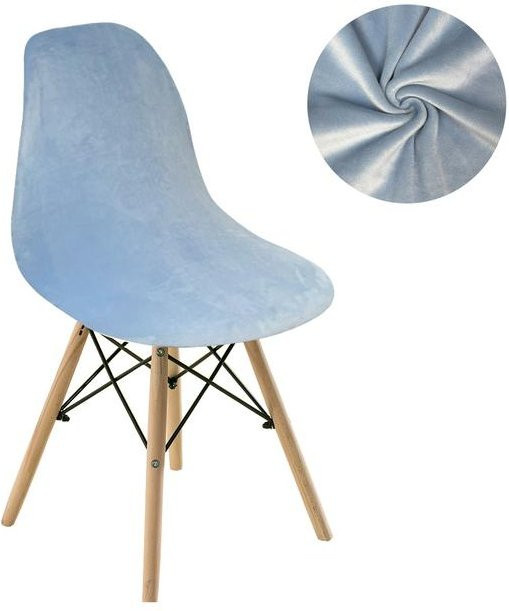 Airldianer Stuhlbezug aus Spandex-Samt in Himmelblau mit kurzer Rückenlehne, elastische Stretch-Stuhlhussen für Esszimmer, Bar und Büro, 1 Stück - Bild 1
