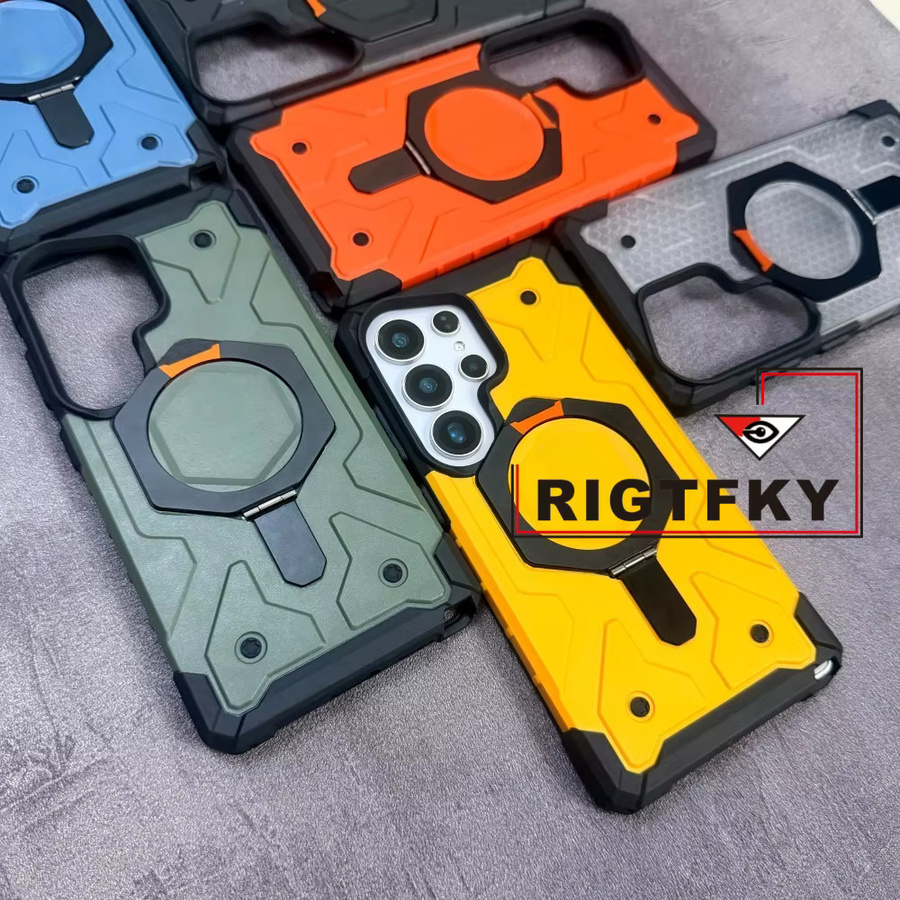 Robuste magnetische Schutzhülle für Samsung Galaxy S26 Plus S25 S24 S23 Ultra mit Halterung in Transparent oder Weiß - Bild 5