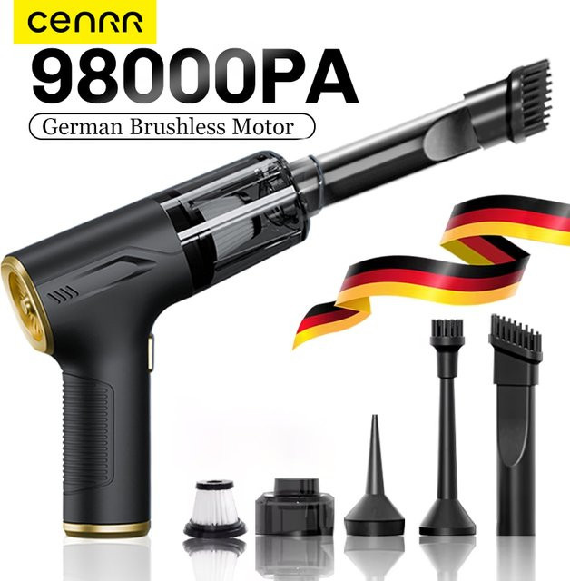 CENRR Mini-Autostaubsauger, tragbarer kabelloser Handstaubsauger in Schwarz mit starker Saugkraft für die Reinigung von Fahrzeugen und Haushaltsgeräten - Bild 1