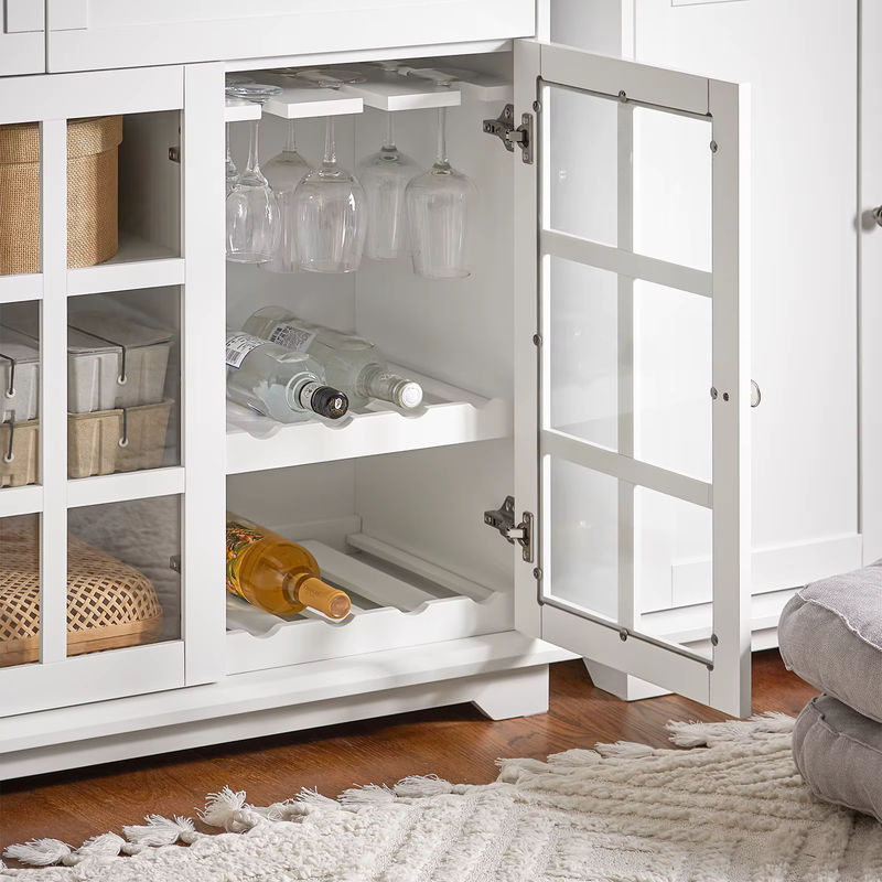 SoBuy Küchenschrank FSB77-W als Kücheninsel und Sideboard mit Glastür in Weiß, B/T/H: 119 x 40 x 90 cm - Bild 5