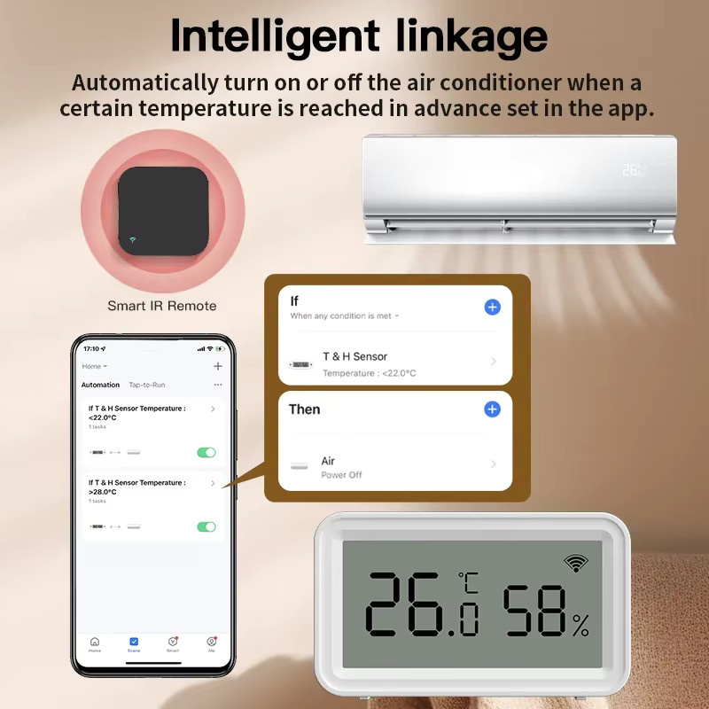 Tuya Smart WiFi Temperatur- und Feuchtigkeitssensor in Weiß, kompatibel mit Smart Life, Google Assistant und Alexa - Bild 2