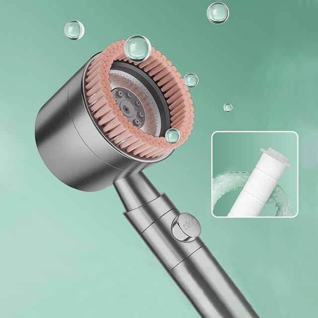 JIANGZILIU 5-Modus Rundes Massageduschkopf Hochdruck Handbrause mit Filterelement und verstellbarem Sprühkopf - Bild 1