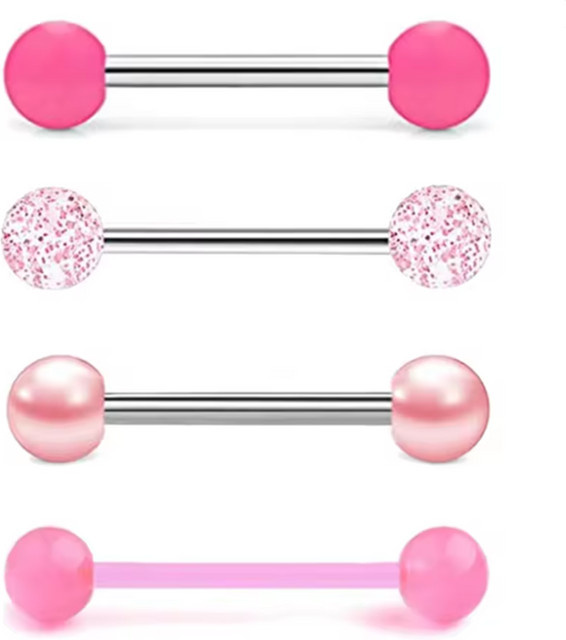 Piercing Addicter Zungenring Barbell, Edelstahl, Roségold, Damen - Bild 1