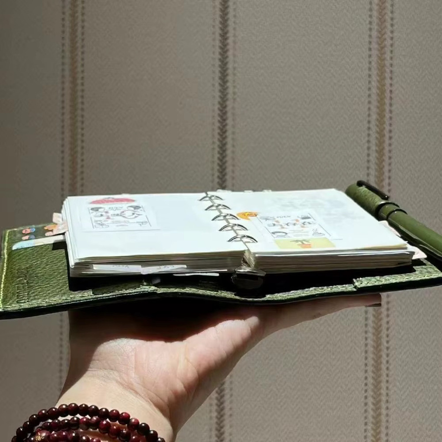 M5 Notizbuch aus grünem Leder mit leeren Seiten und verdickten Loseblättern in Mini-Taschenbuchformat - Bild 4