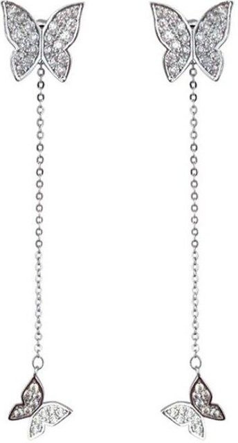 Hängeohrringe 925 Silber, Doppel-Schmetterling, Zirkonia, Damen - Bild 1