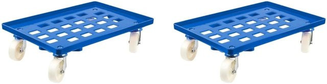 PROREGAL SparSet 2x Transportroller für Euroboxen 60 x 40 cm, Blau, mit Kunststoffrädern, 2 Lenkrollen und 2 Bremsrollen, Tragkraft bis 300 kg - Bild 1