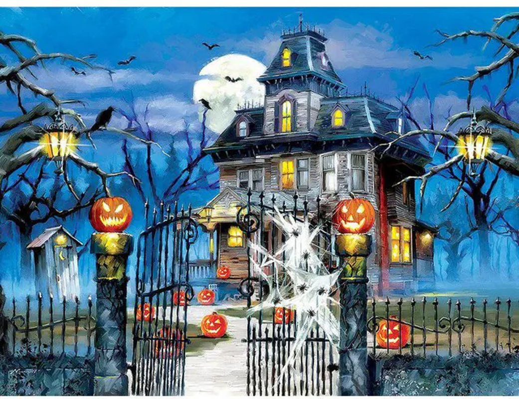 FIYO 5D Diamant Malerei Halloween Schloss Mosaik DIY Diamant Stickerei Landschaft Kreuzstich, B/H: 20 x 30 cm, mehrfarbig - Bild 1