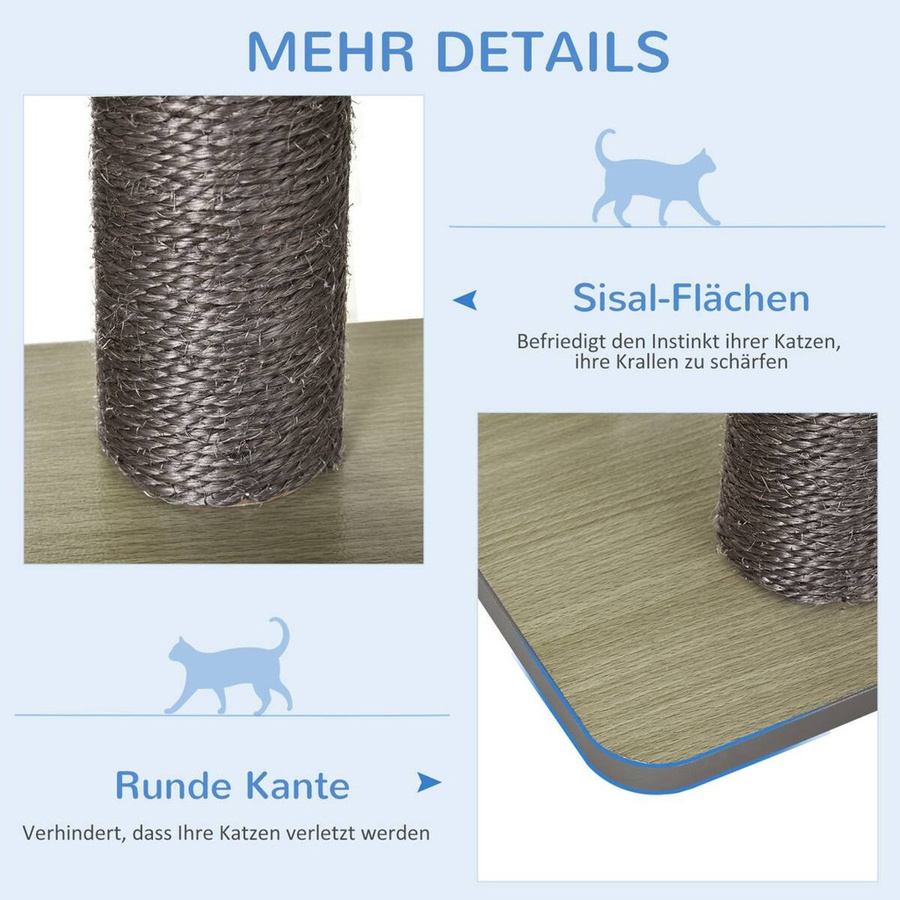 PawHut Katzenkratzbaum aus Holz in Grau mit Höhle und integriertem Spielzeug B/H/L: 40 x 120 x 60 cm - Bild 2