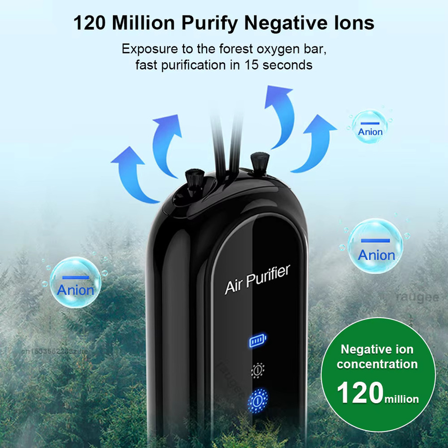 Cooskr Mini-Luftreiniger mit Negativ-Ionen-Generator, tragbarer Ioniser in Schwarz für Auto und Zuhause zur Entfernung von Rauch und PM2,5 - Bild 3
