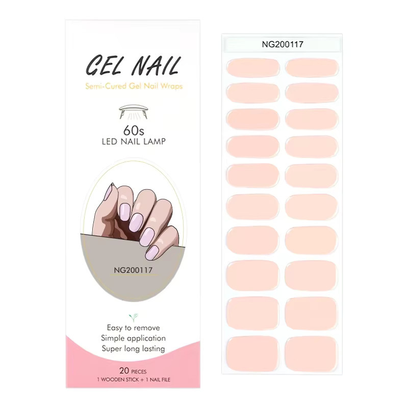 YAGOLYN Rosa Macaron UV Halbgehärtete Gel-Nagelstreifen Komplettset - Bild 2