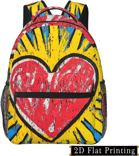 Fancy Style Studio Modischer Rucksack mit Herzmuster in Multicolour für iPad und Laptop mit großem Fassungsvermögen - Bild 1