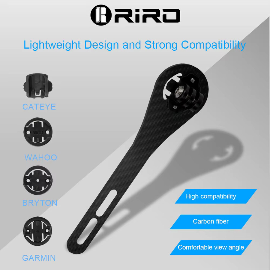 RIRO Carbon Fahrrad Computer Halterung für Garmin, GoPro, Wahoo und Bryton in Schwarz - Bild 4