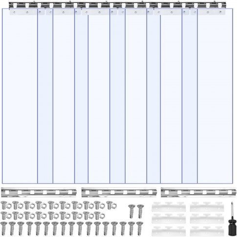 VEVOR PVC-Streifenvorhang 6er-Pack, transparent, B/H: 91,5 x 203,2 cm, 2 mm Dicke, Kunststoff-Lamellenvorhang für Lager-, Gefrier- und Garagentore - Bild 1