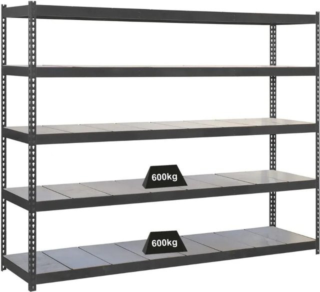 PROREGAL Schwerlastregal Metal Beast Five in Anthrazit, H x B x T: 200 x 150 x 90 cm, mit 5 verstellbaren Fachböden und 600 kg Fachlast - Bild 1
