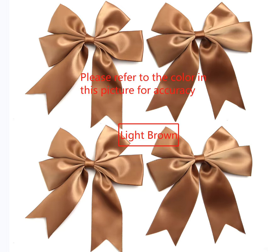 4er-Pack Satin-Schleifenbögen in Beige und Multicolour für DIY-Handarbeit und Partydekoration, B/H: 12 x 13 cm - Bild 2