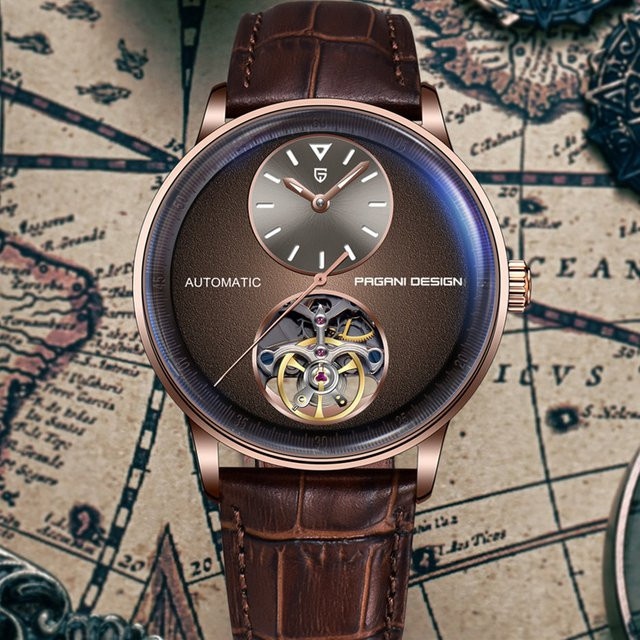 PAGANI DESIGN Armbanduhr, Automatik, Edelstahl, Leder, Gold, Herren - Bild 1