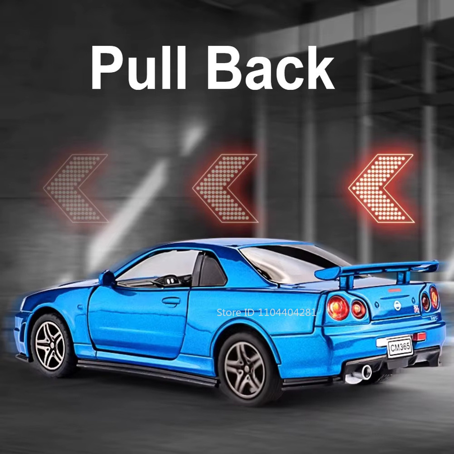 RMZ city GTR R34 R35 Modellautos, 1:32, Metall, mit Licht und Sound - Bild 2