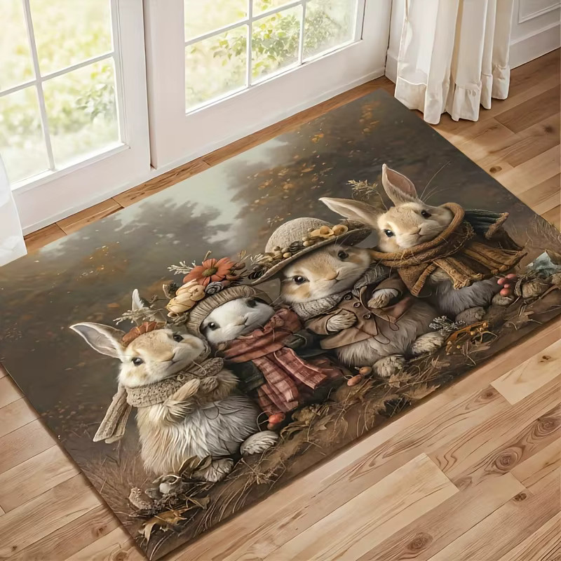 VIKAMA Willkommensmatte mit Osterhasen-Motiv, rechteckig, mehrfarbig, B/T: 60 x 40 cm - Bild 3