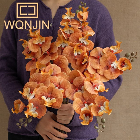 WQNJIN Künstlicher Orchideenzweig mit Schmetterlingsblüten in Orange für deine Dekoration