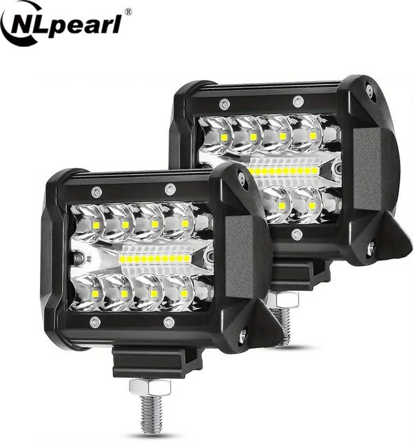 NLpearl LED-Arbeitslichtleiste und Spot Flood Combo Light Pods Set für SUV ATV UTV, 60 W, Schwarz - Bild 1