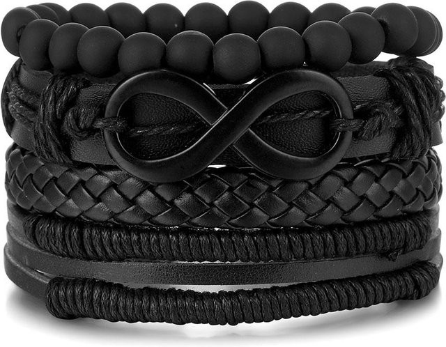 IFKM Jewelry Armband, Leder, Perle, schwarz, Unisex - Bild 1