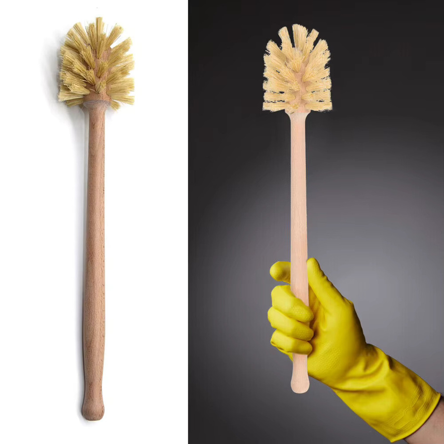 VIBRATITE Toilettenbürste und Badewannenbürste mit langem Griff aus Holz, freistehendes Badezimmerzubehör - Bild 5