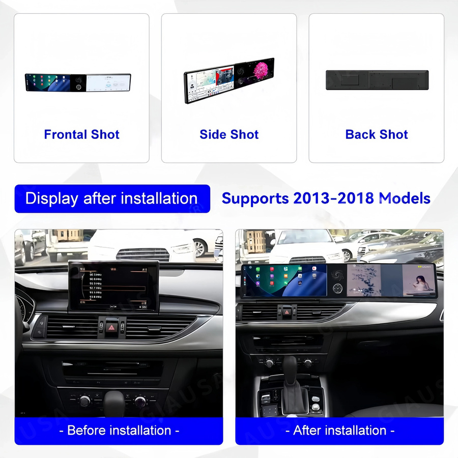 YANFU Android Auto Dual Screen Multimedia Radio für Audi A6L 2013-2018 mit GPS und Band Recorder in Schwarz - Bild 2