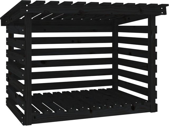 Holzkorb von Yiwydaa aus massivem Kiefernholz in Schwarz, B/T/H: 108 x 73 x 79 cm - Bild 1