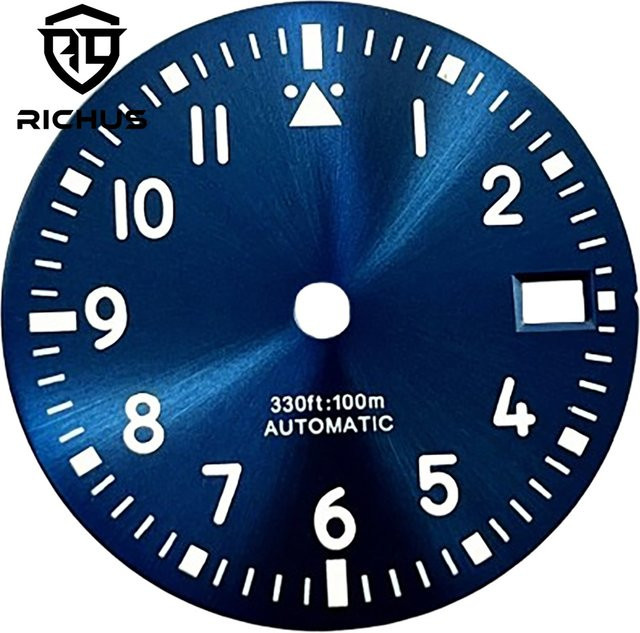 RICHUS Uhrenzifferblatt, 29 mm, blau, grün leuchtend, passend für NH34 NH35-Uhrwerk - Bild 1