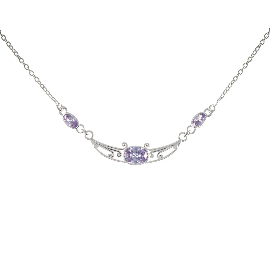 Collier 925 Silber, Zirkonia, flieder, Damen - Bild 1