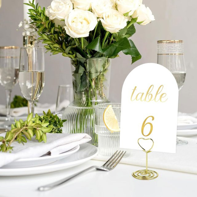 30 Stück Hochwertige Hochzeitskarten mit Sitzplatznummern in Weiß und Goldprägung - Bild 1