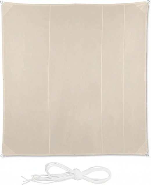 Relaxdays Sonnensegel quadratisch aus Polyester in Beige mit UV-Schutz 30+ (5 x 5 m) - Bild 1