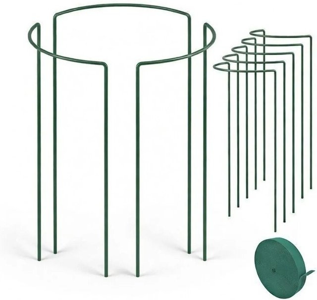 TTL GARDEN Strauchstütze Set aus Metall in Grün für Stauden, Sträucher und Rosen inklusive 10m Klettband, 5er Set, Höhe: 70 cm, Breite: 40 cm - Bild 1