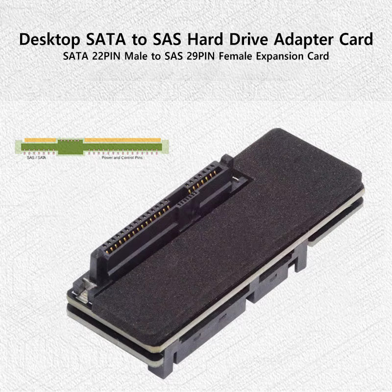 T.F.SKYWINDINTL SATA3.0 zu SAS Festplattenadapterkarte 6 Gbit/s, 22-poliger SATA-Stecker auf 29-polige SAS-Buchse, Erweiterungskarte für 2,5 und 3,5 Zoll Festplatten, Schwarz - Bild 2