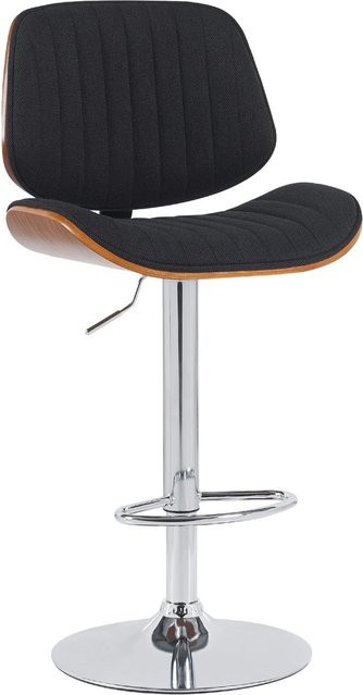 DELUKE Barhocker LOSAN Barstuhl aus Stoff in Walnuss/Schwarz mit Lehne, höhenverstellbar und drehbar, B/T/H: 50 x 50 x 94 cm - Bild 1