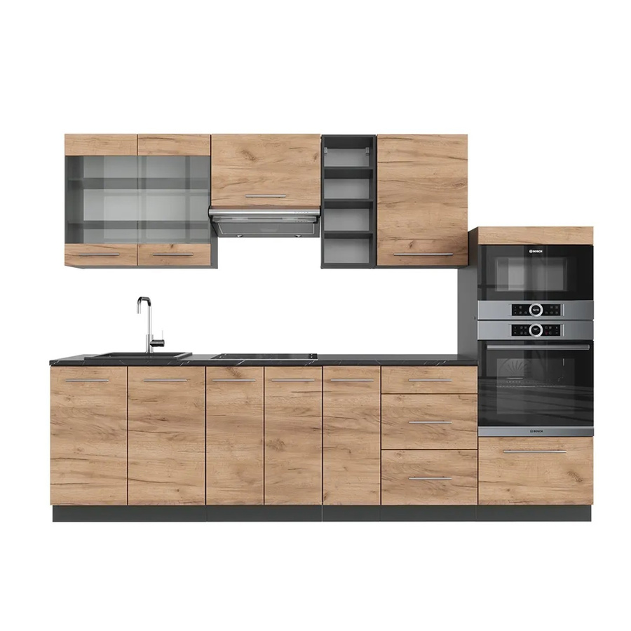 Vicco Fame-Line Küchenzeile Goldkraft Eiche Anthrazit Breite: 280 cm - Bild 2