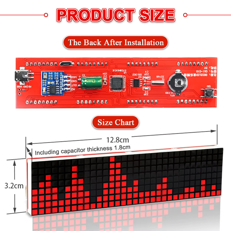 DIY LED Musik Spektrum Uhr DS1302 Dot Matrix Elektronik-Lötkit mit Rhythmus-Licht und USB-Anschluss - Bild 2