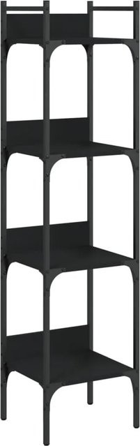vidaXL Bücherregal mit 4 Böden in Schwarz, Modernes Wandregal aus MDF und Metall, B: 35 cm, T: 30 cm, H: 138,5 cm - Bild 1