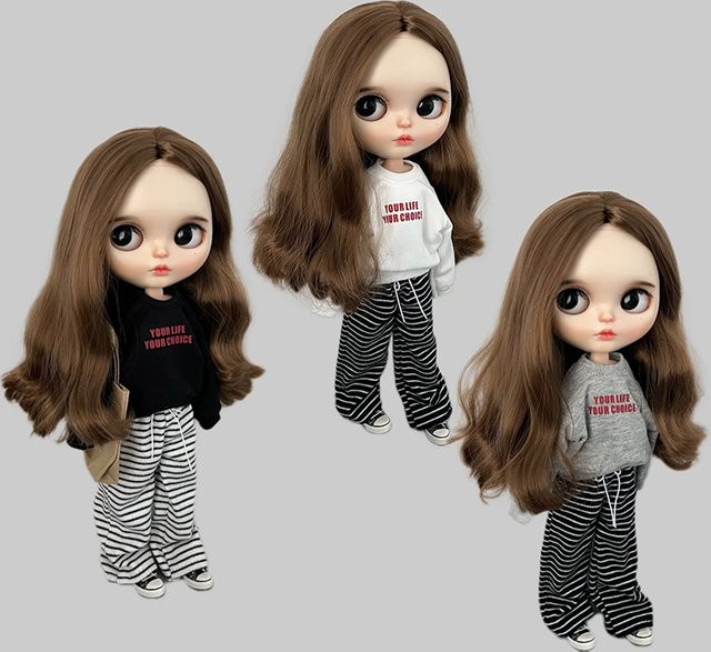DLBell Blyth-Puppenkleidung, Pullover, gestreifte Hose, Freizeit-Sportanzug, Zubehör - Bild 1