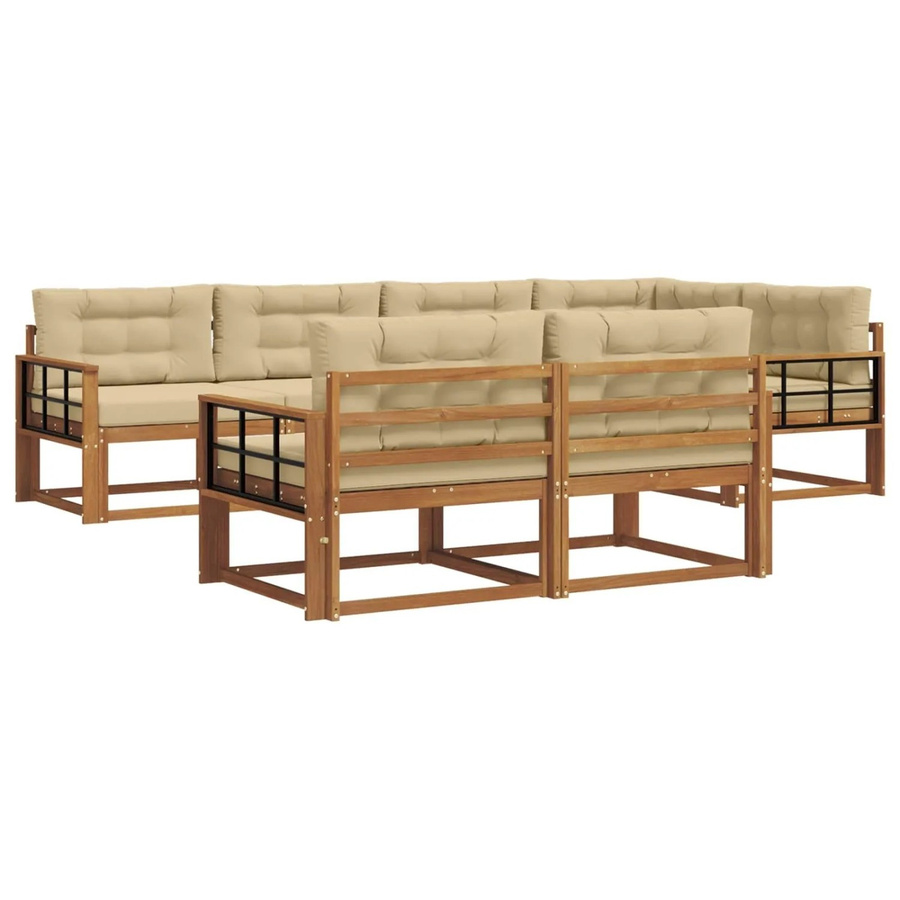 vidaXL Outdoor-Sofagarnitur 7-teilig aus Akazienholz mit Kissen in Beige und Natur - Bild 2