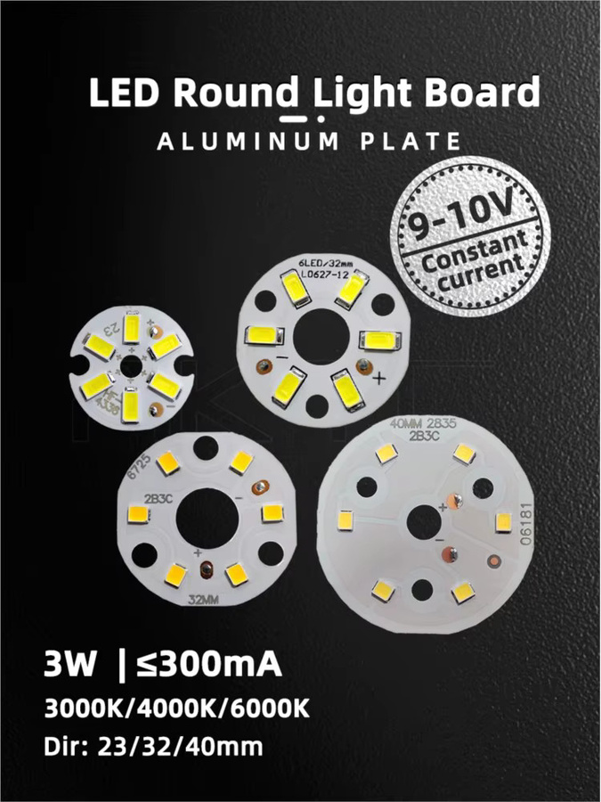 Ankatec 5er Set LED Rundplatten aus Aluminium mit 3W Konstantstrom 300mA, Farbe Weiß, Durchmesser: 23 mm, 32 mm und 40 mm - Bild 3