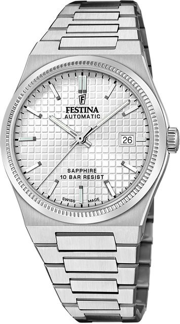 Festina Herrenuhr Automatik, Edelstahl, 40 mm, Silber, 10 ATM - Bild 1