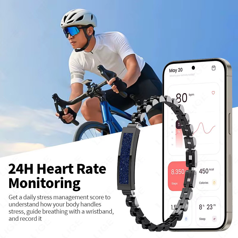 LIGE Smartwatch für Frauen mit Herzfrequenzmonitor und IP68 Wasserdichtigkeit, kompatibel mit Android und iOS, in Gold oder Schwarz - Bild 3